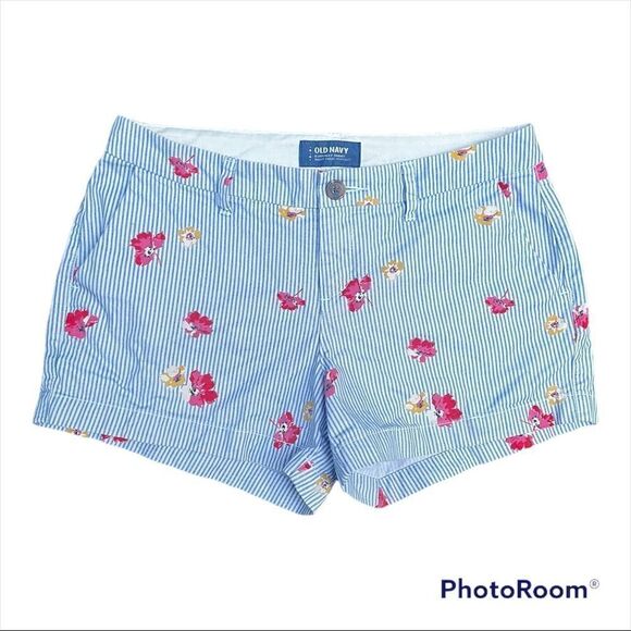 OLD NAVY STRIPED FLORAL EVERYDAY CHINO SHORTS SIZE 2 - Picture 1 of 12